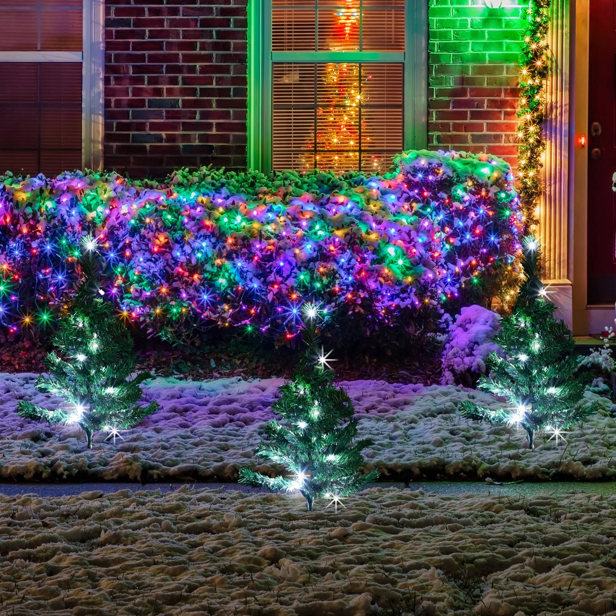 3 LED Christmas Tree Driveway or Pathway Markers Outdoor Decorations - Green