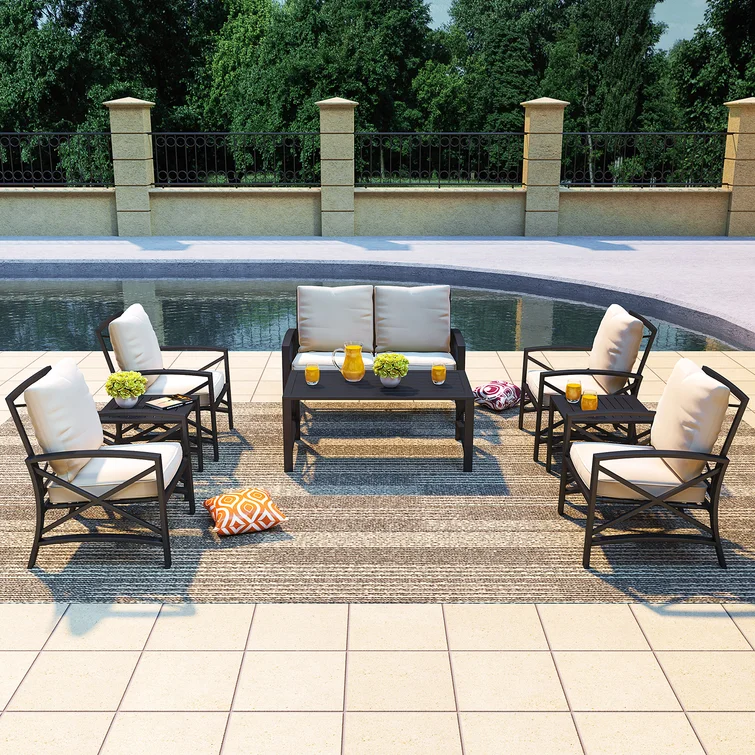 Cueva 6 - Person Outdoor Seating Group with Cushions (Set of 8)