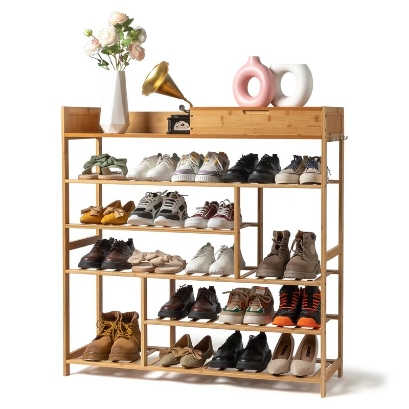 24-batten Bamboo Shoe Rack-6-Tier