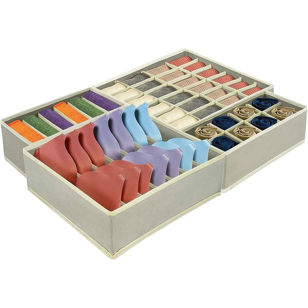 4 Pcs Foldable Underwear Closet Organizer Storage Box