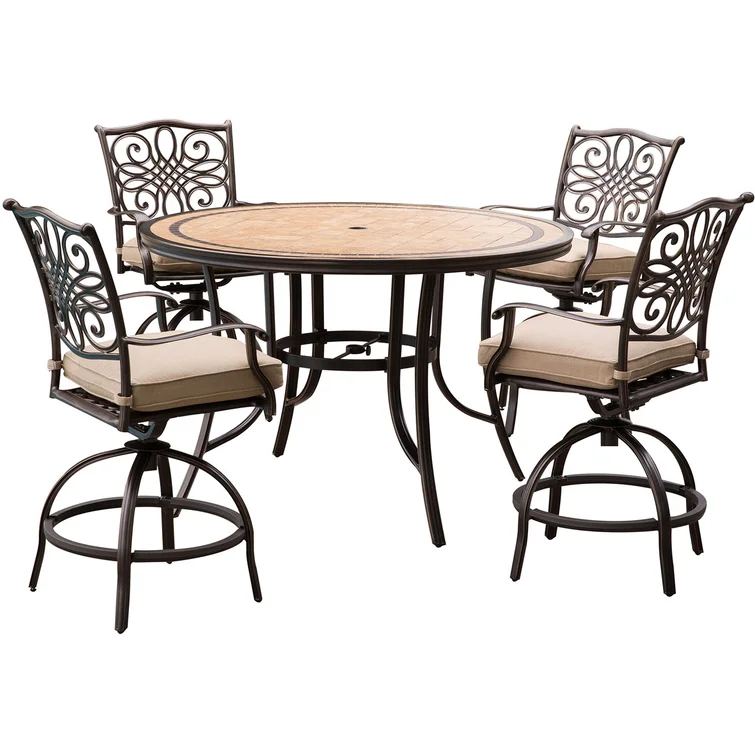 Alejando 4 - Person Round Outdoor Dining Set with Cushions