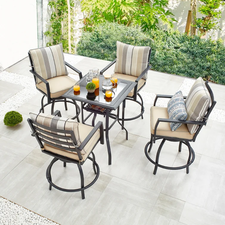 Lincolnwood Square 4 - Person Bistro Dining Set with Cushions