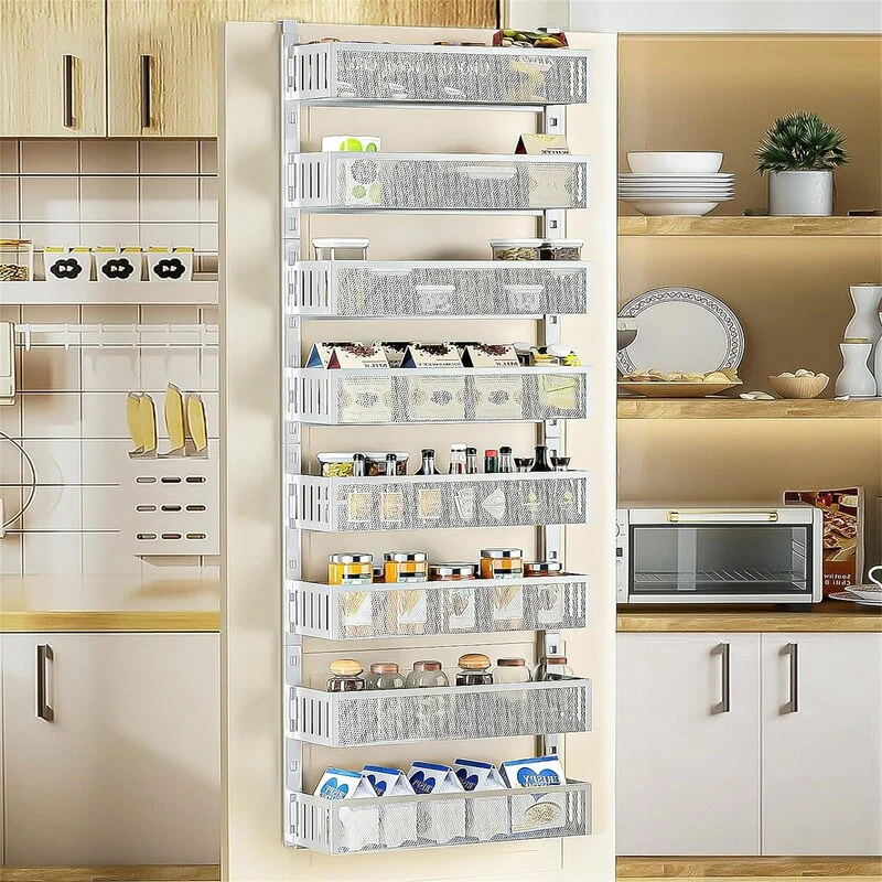 6Tier Over The Door Pantry Organizer with Mesh Baskets Adjustable