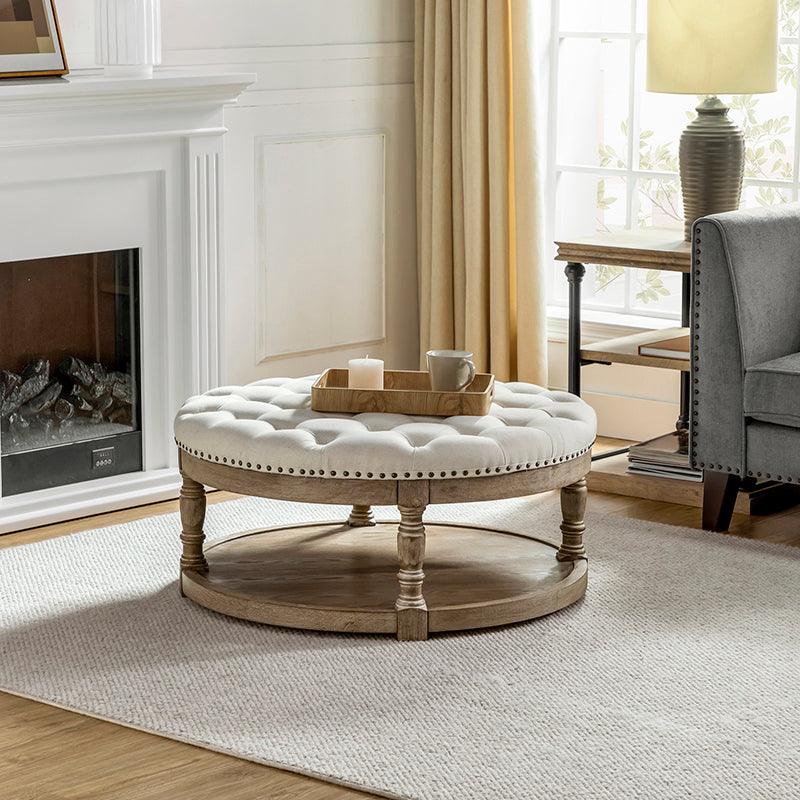 Danilynn Tufted Round Cocktail Ottoman Coffee Table