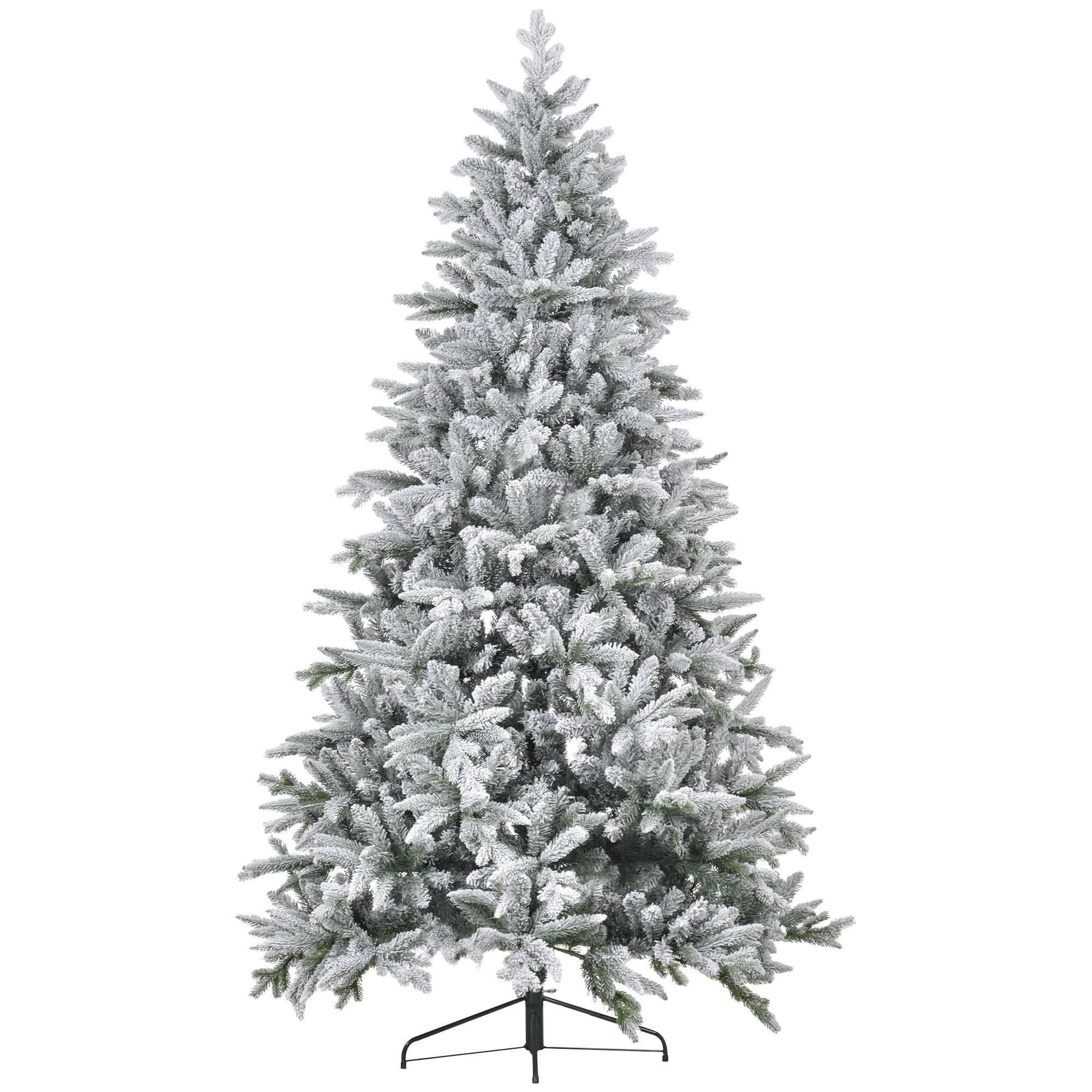 Snow Flocked 7ft/8ft Artificial Christmas Tree, Realistic Hinged Xmas Tree with 1401/2003 Tips & Metal Stand