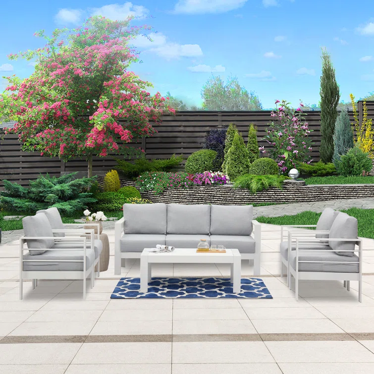 6-Piece Aluminum Patio Conversation Set With Cushions