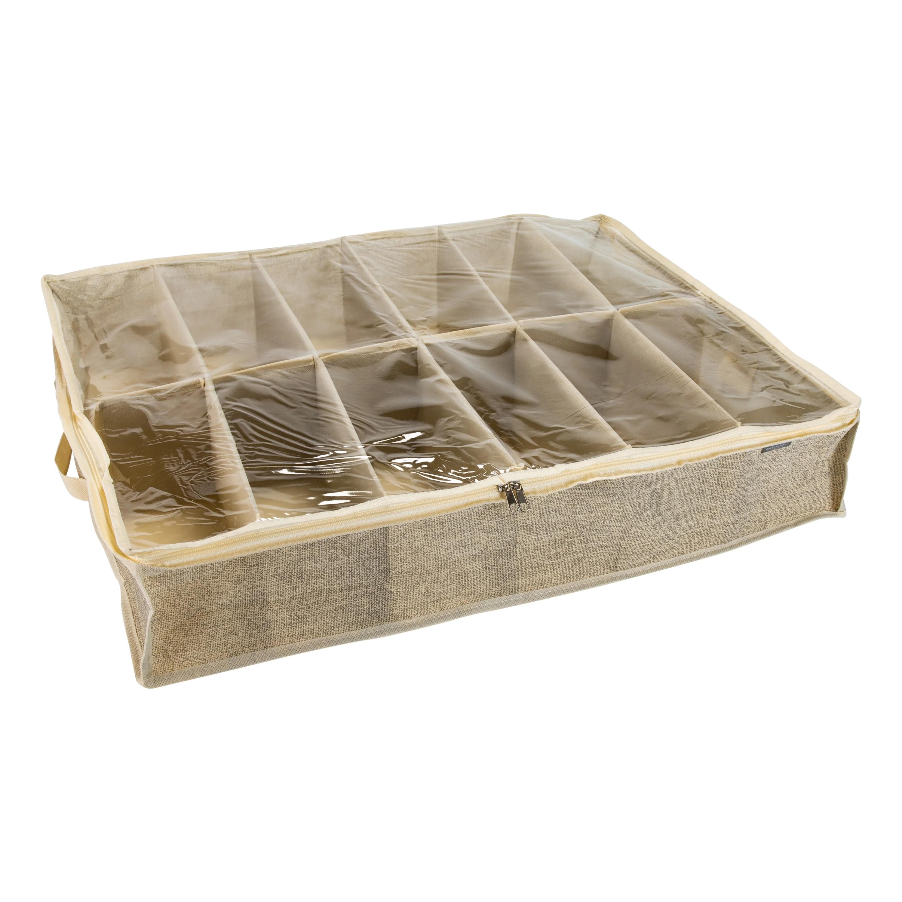 Simplify 12 Pair Under the Bed Shoe Storage Box in Faux Jute - L29