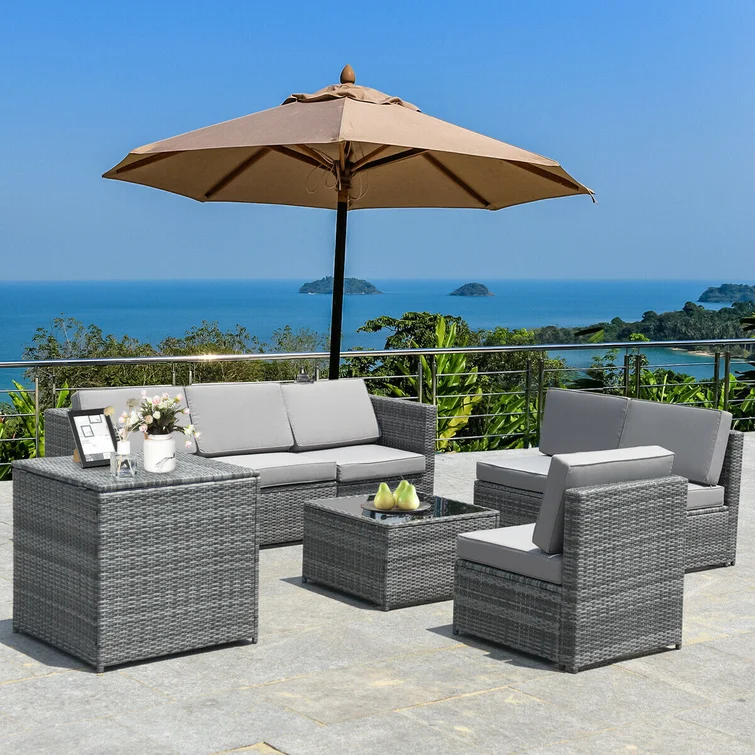 Burand 6 - Person Outdoor Seating Group with Cushions