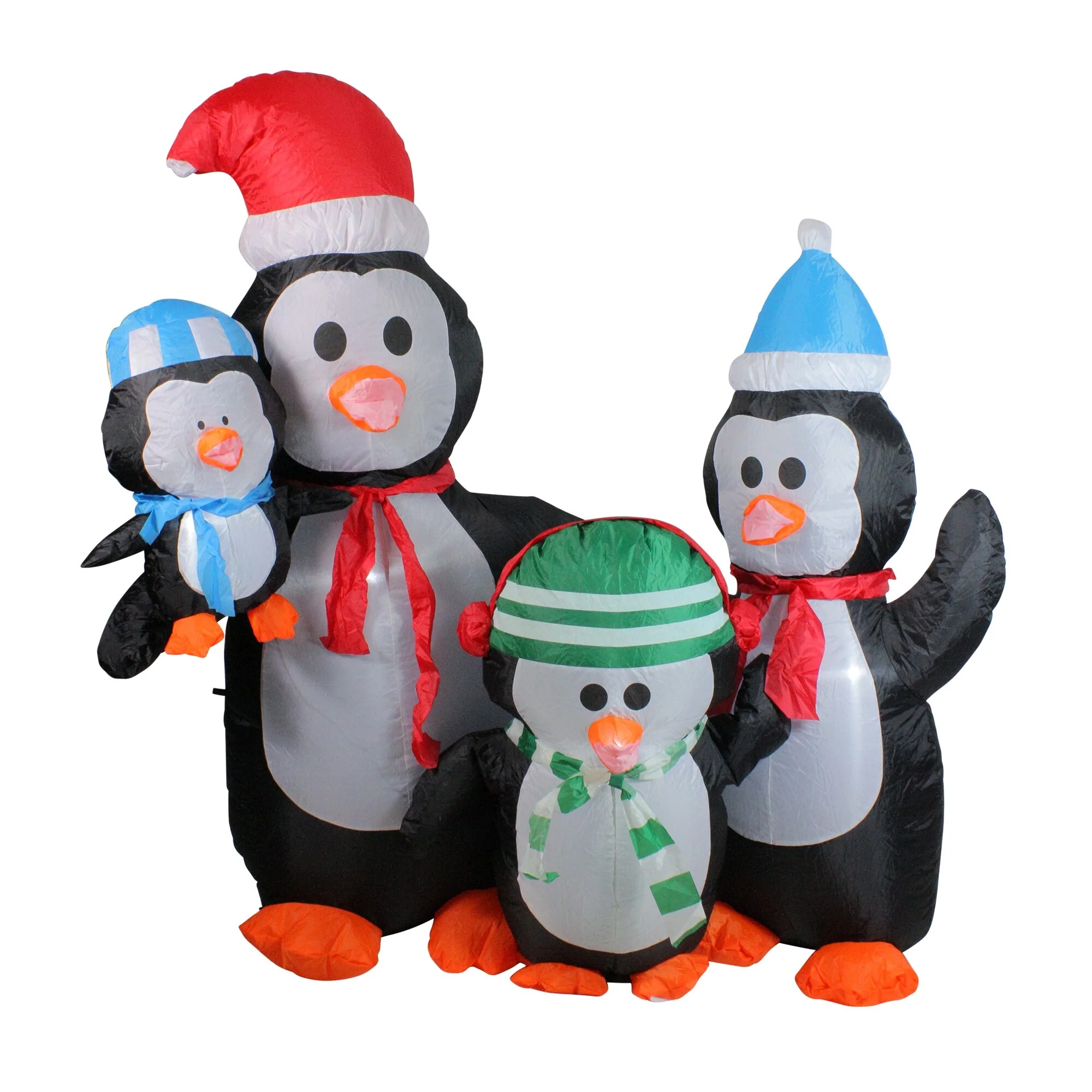 5' Lighted Black Inflatable Penguin Family Christmas Yard Art Decor