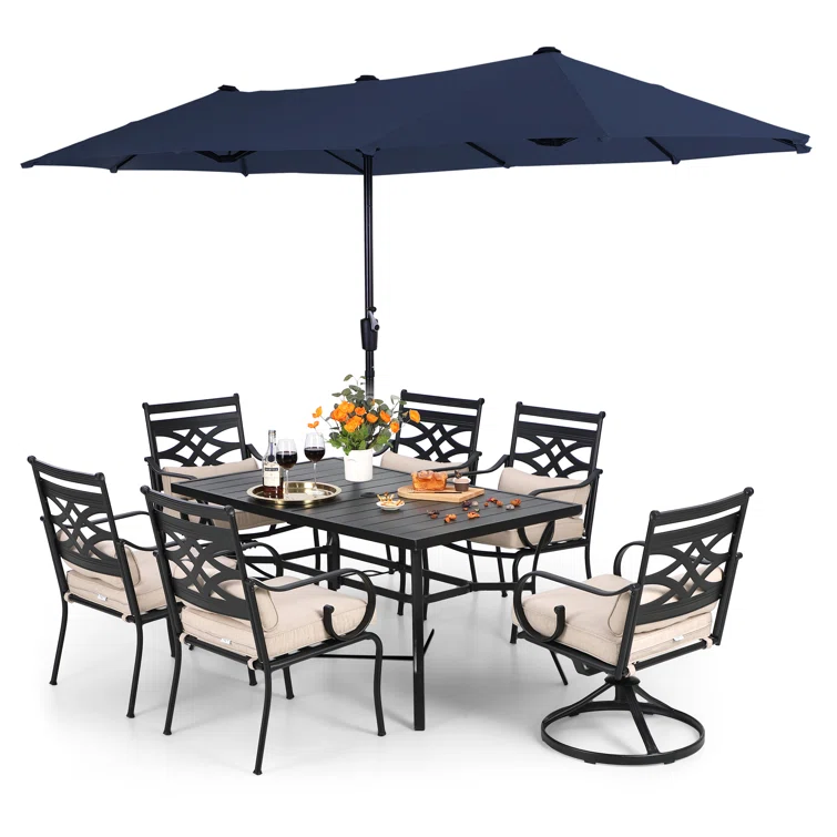 Aivo 6 - Person Rectangular Outdoor Dining Set with Cushions