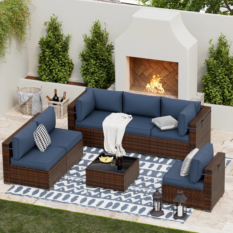 Bhairavi 6 - Person Outdoor Seating Group with Cushions