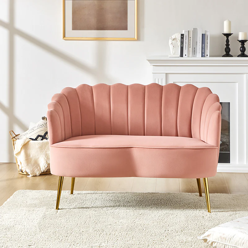 Ariel Scalloped Velvet Loveseat