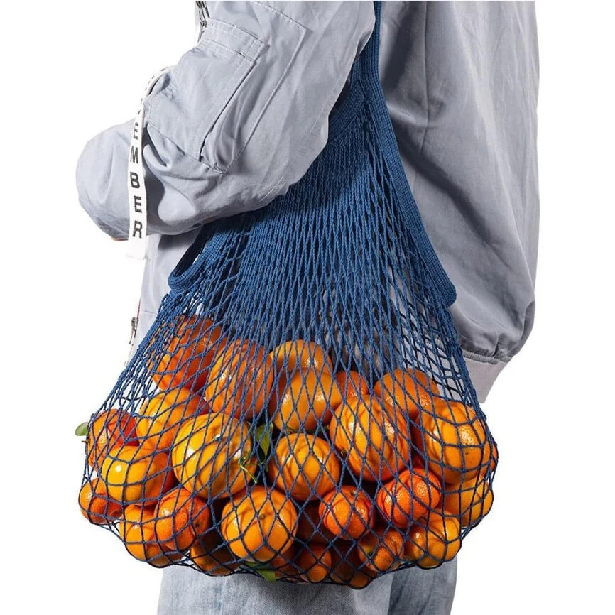 3x Reusable Cotton Mesh Grocery Shopping Bags - Washable