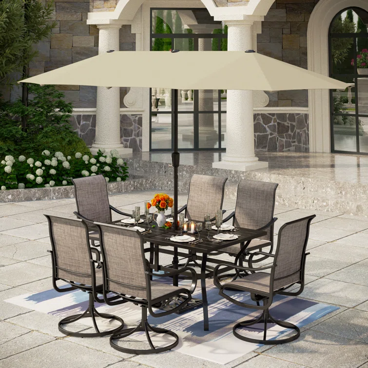 Anran 6 - Person Rectangular Outdoor Dining Set