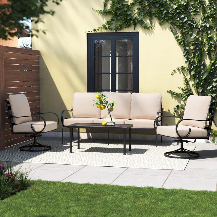 Arriona Metal 5 - Person Patio Conversation Set with Swivel Lounge Chairs