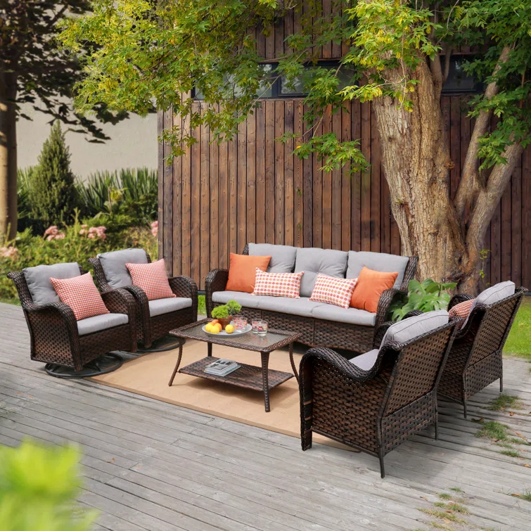 6 Piece 7 - Person Outdoor Seating Group with Cushions