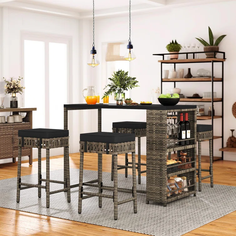 Bragdon 4 - Person Rectangular Outdoor Dining Set with Cushions