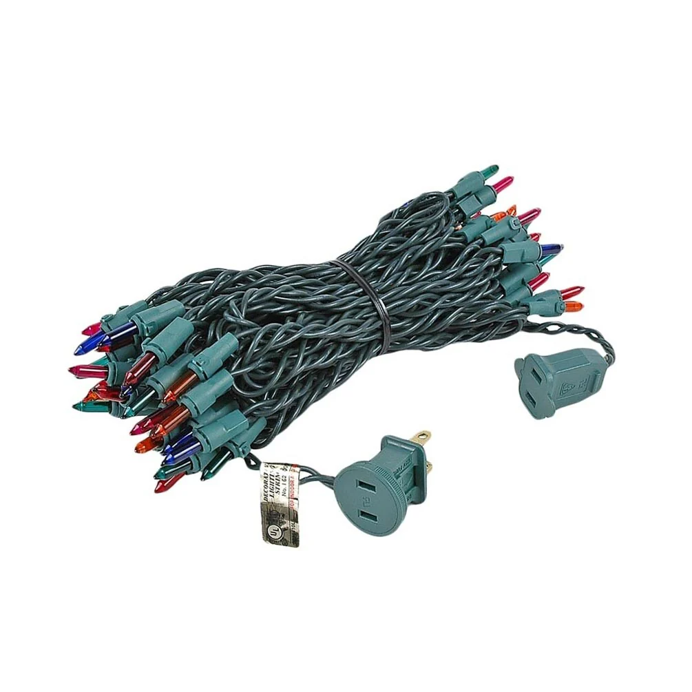 35 Light Multicolor Christmas Craft Mini Light Set, Green Wire, 17' Long