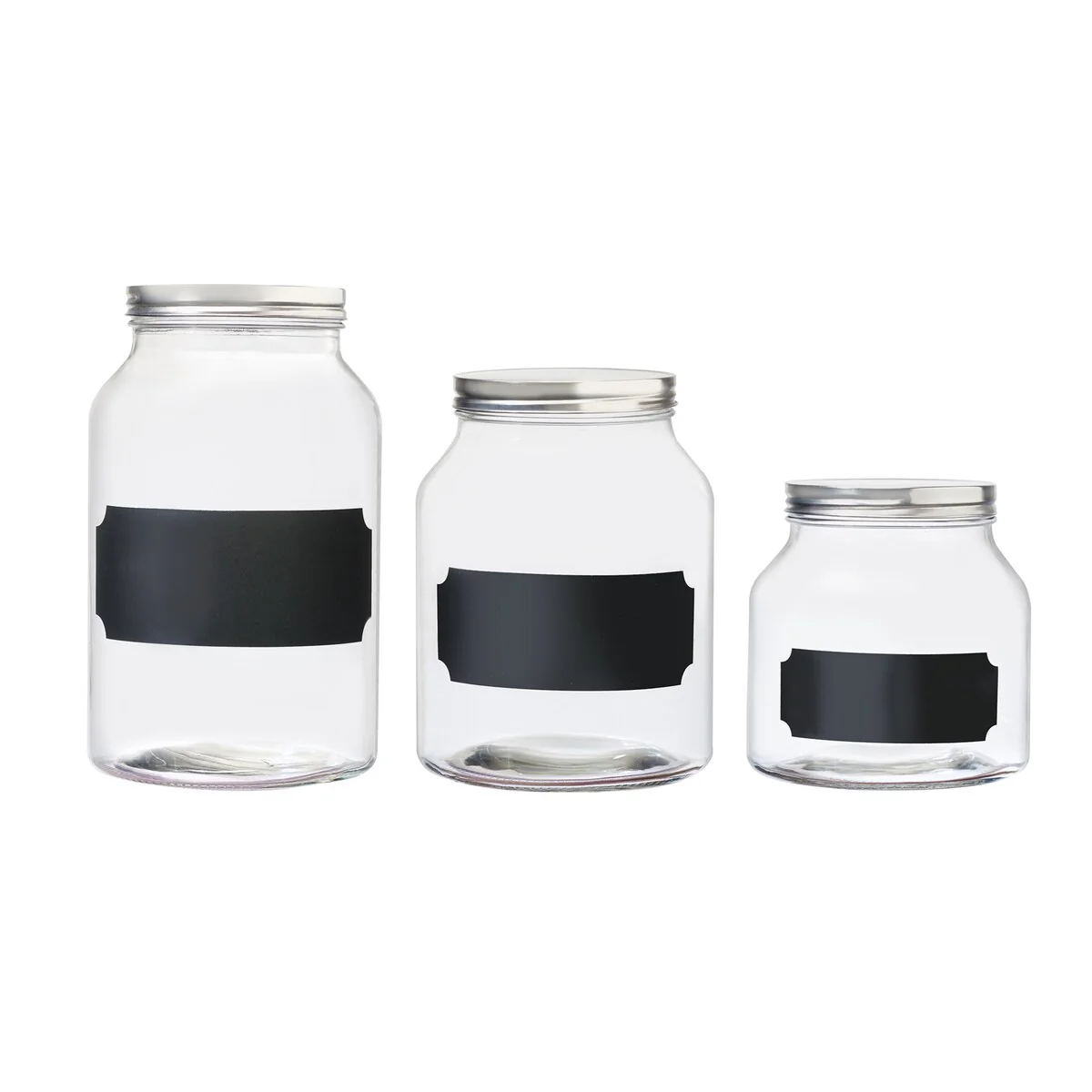 Amici Home Venice Chalkboard Glass Storage Canister Assorted Set of 3 - 76 oz 96 oz 132 oz