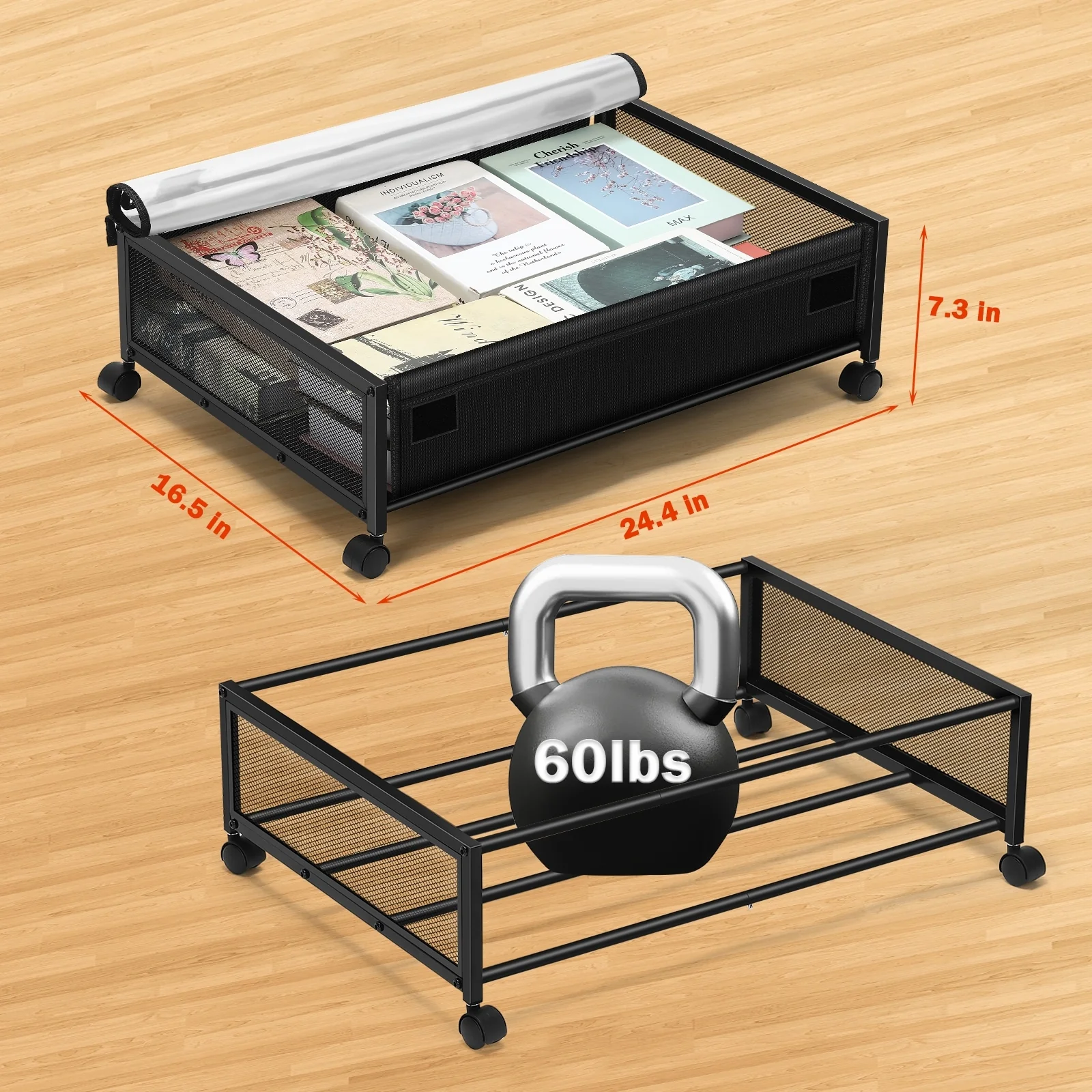 2 Packs Under Bed Storage with Wheels - 2-PCS