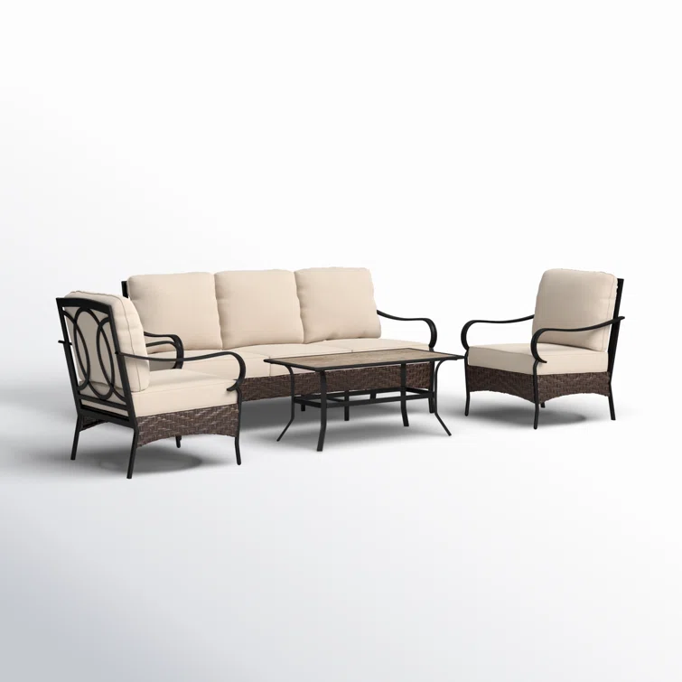 Arwand Outdoor Patio Conversation Set with Cushions