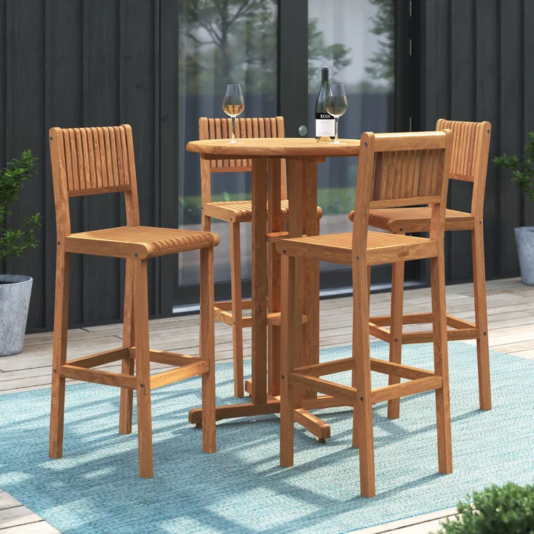 Anautica 4 Piece Bar Height Outdoor Furniture Dining Set