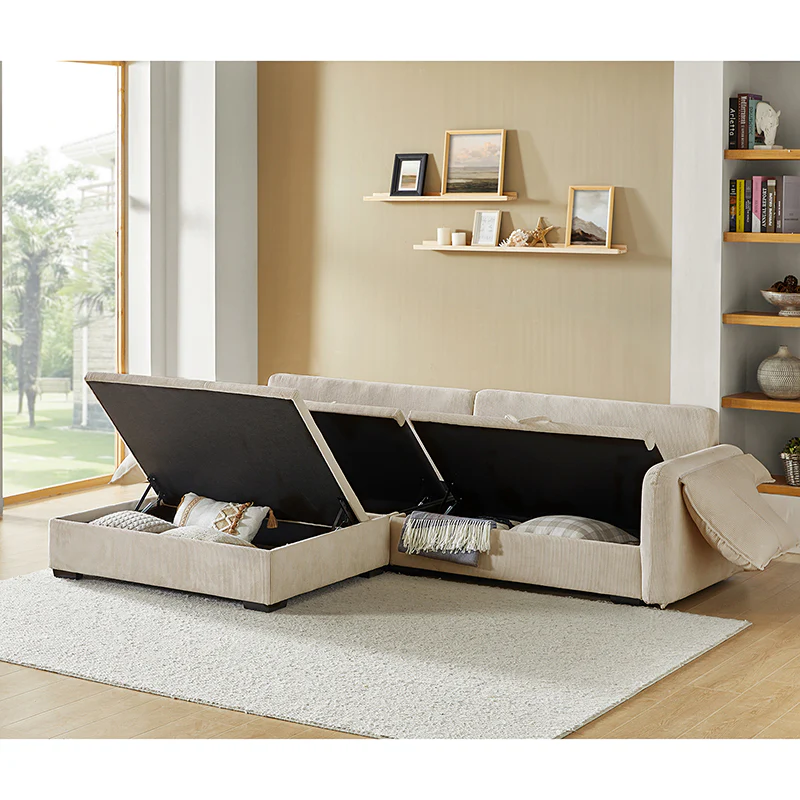 Aladino 2-Piece Upholstered Reversible Sectional Sofa with Storage