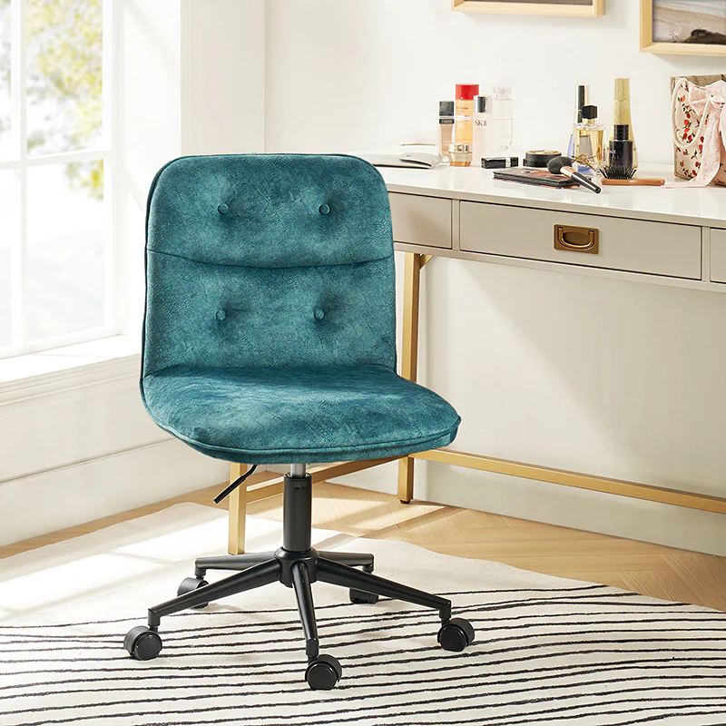 Leonhard Upholstered Swivel Task Chair: Plush Velvet Feel with Linen-Inspired Fabric, Adjustable Height, and Wheels