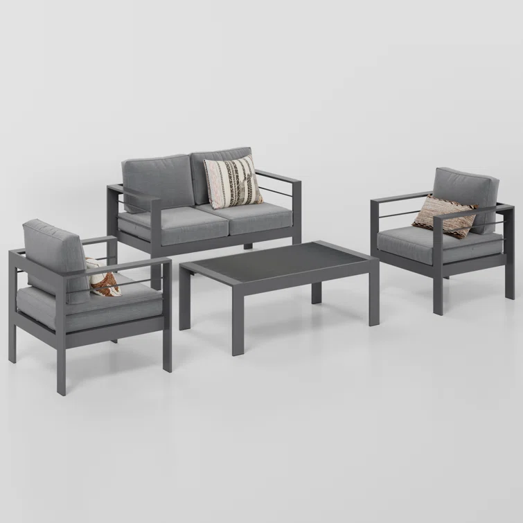 Brandtley Aluminum 4-Person Sofa Seating Group with Cushions