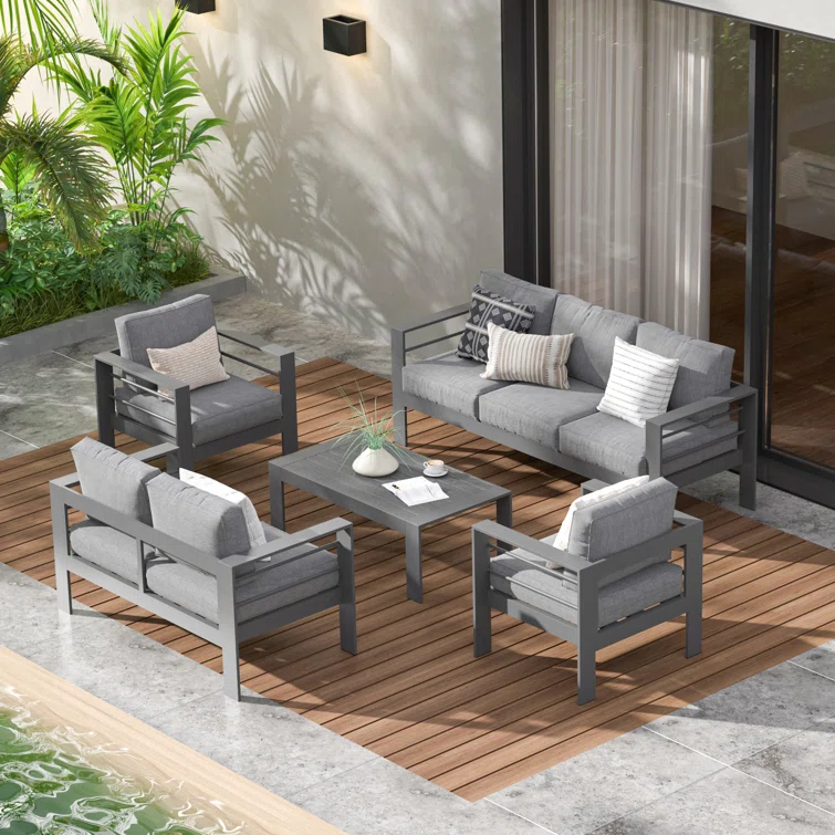 Brandtley Metal 7-Person Sofa Seating Group with Cushions