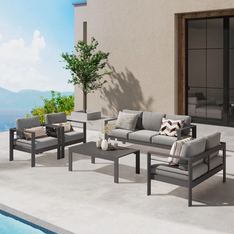 Brandtley Metal 7-Person Sofa Seating Group with Cushions