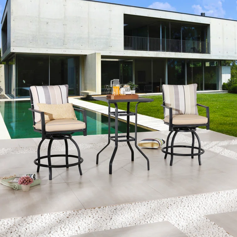 Adolphus 2 - Person Square Outdoor Dining Set with Cushions