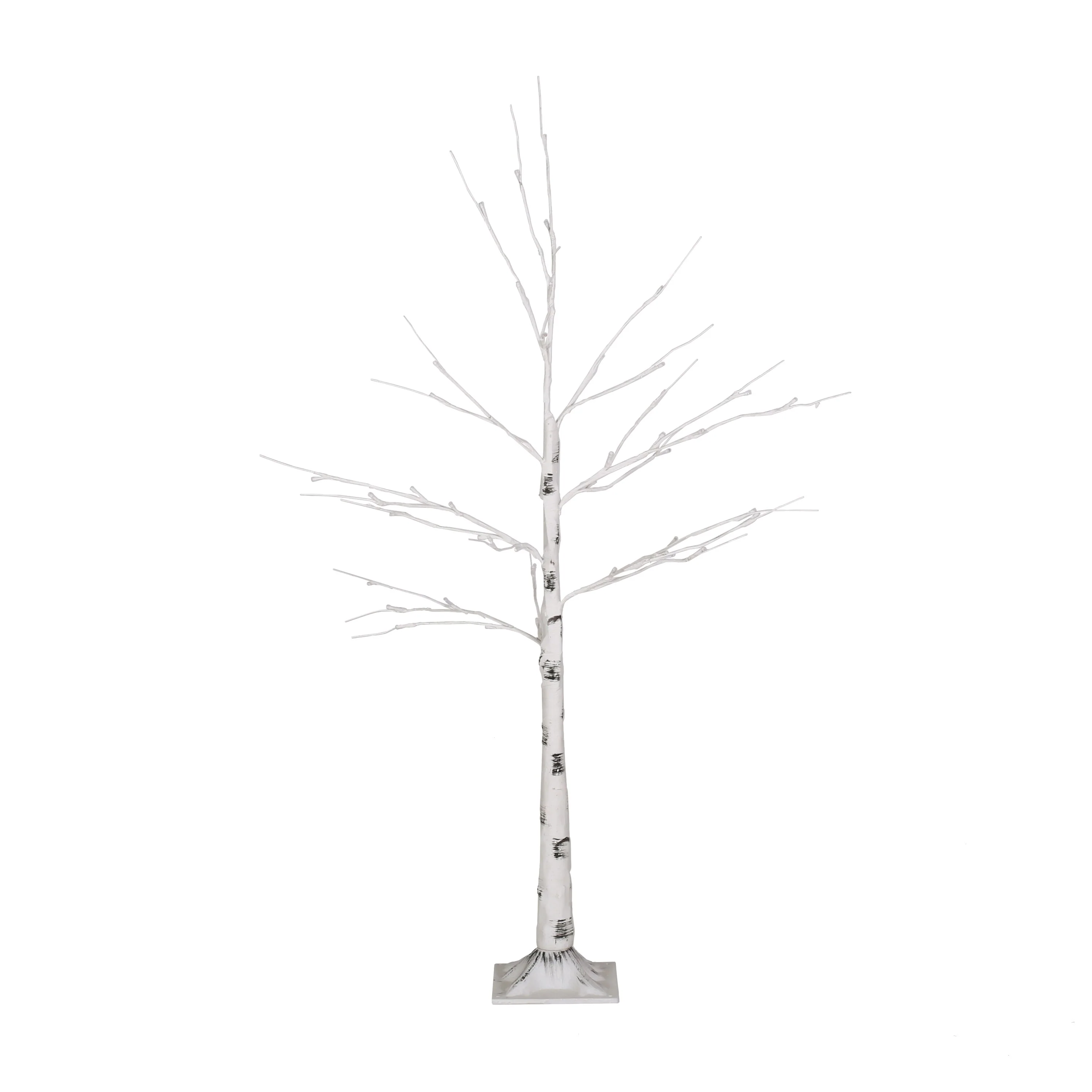 4FT Birch Tree with 48 White LED Lights, Artificial Twig Tree for Indoor Decor