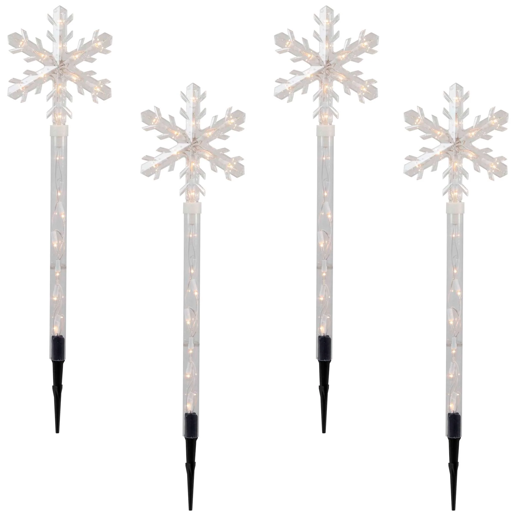 4ct Snowflakes Christmas Pathway Marker Lawn Stakes - Clear Lights