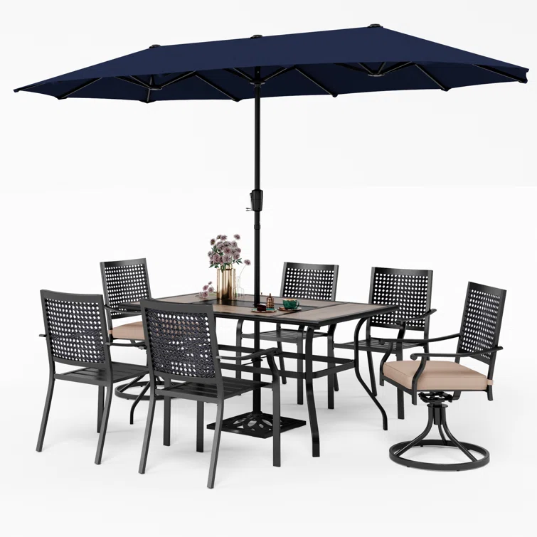 Alyah 6 - Person Rectangular Outdoor Dining Set with Cushions