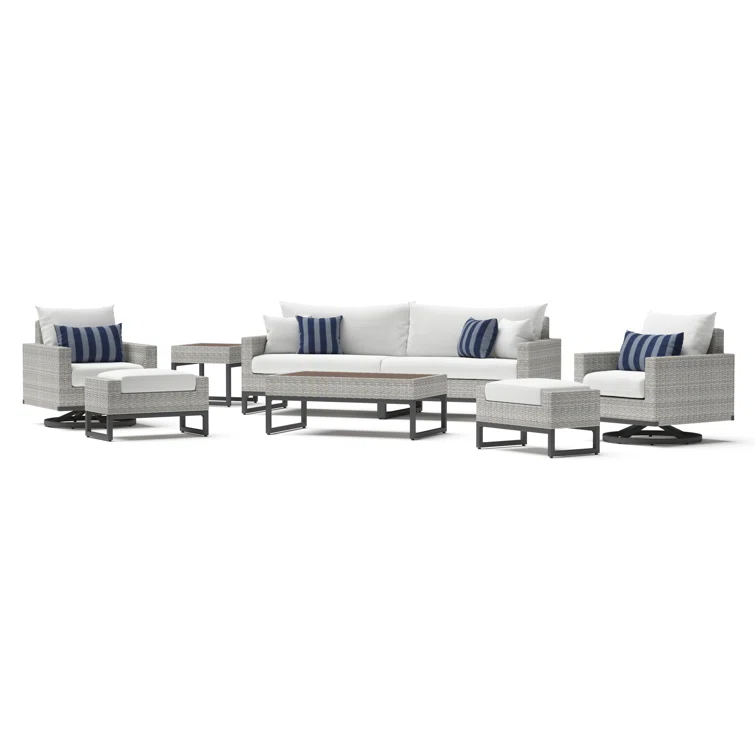 Fionnula 8 - Person Outdoor Seating Group with Sunbrella Cushions