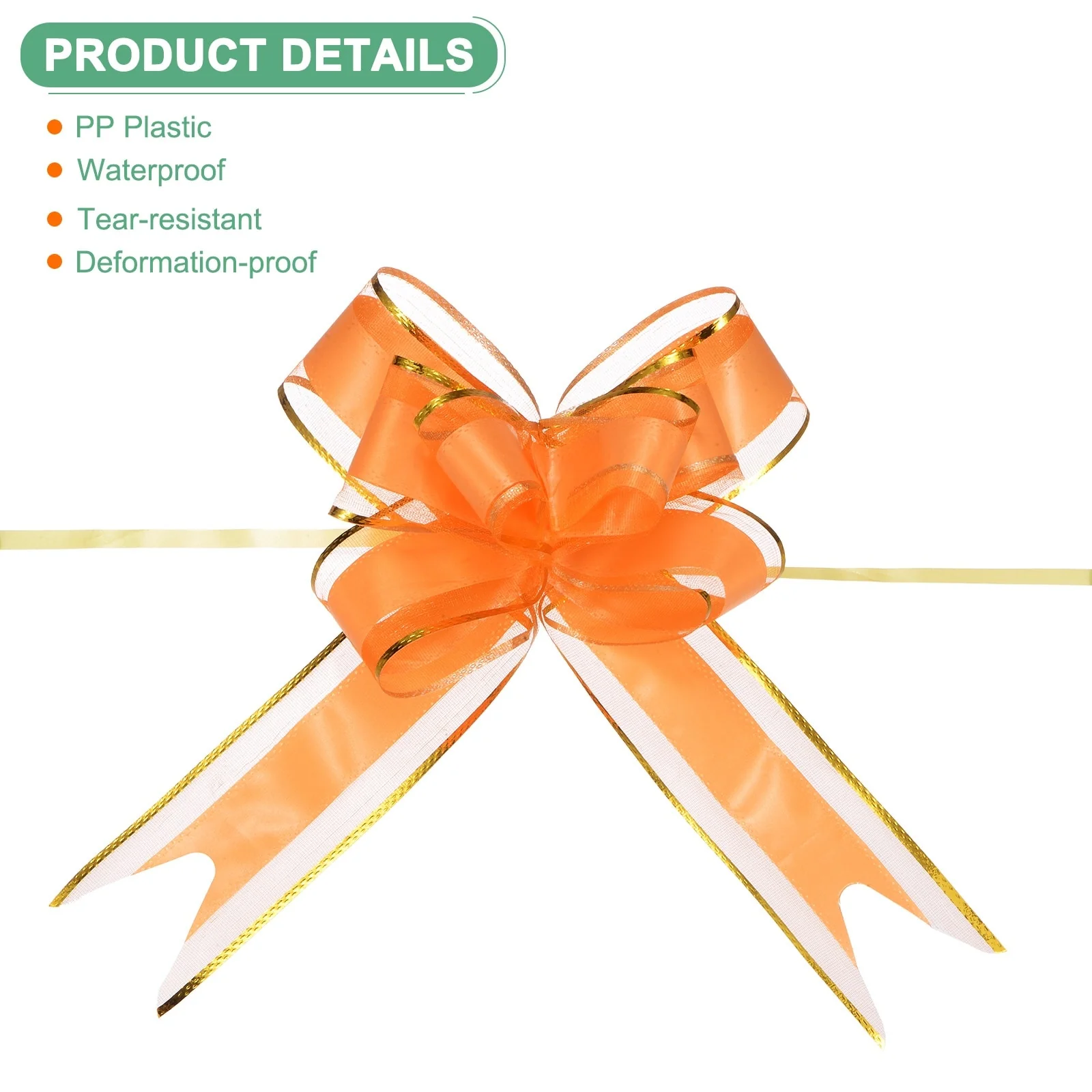 20pcs Ribbon Pull Bows 8 Inch Bows for Wedding Baskets Gold Edge