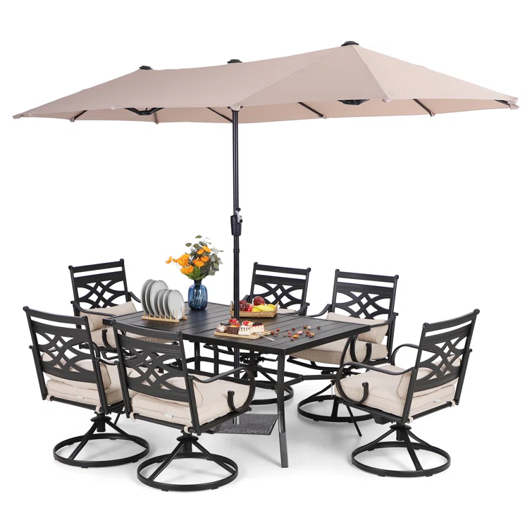6 - Person Rectangular Outdoor Dining Set with Cushions