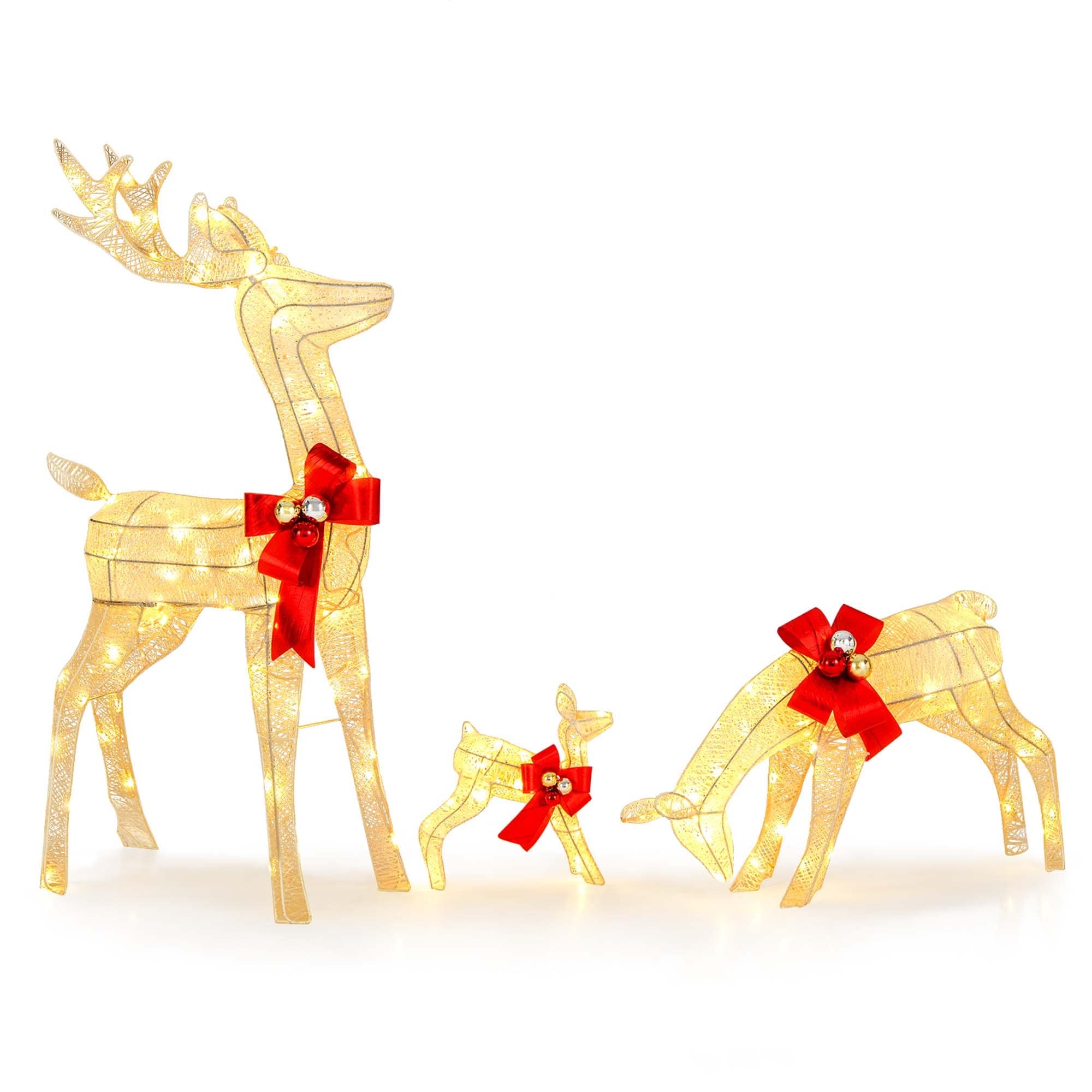 3 PCS Lighted Reindeer Family Set Pre-lit Christmas Decoration