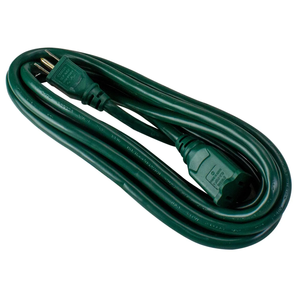 12ft Green 3-Prong Outdoor Commercial Extension Power Cord with Outlet Block - 12'