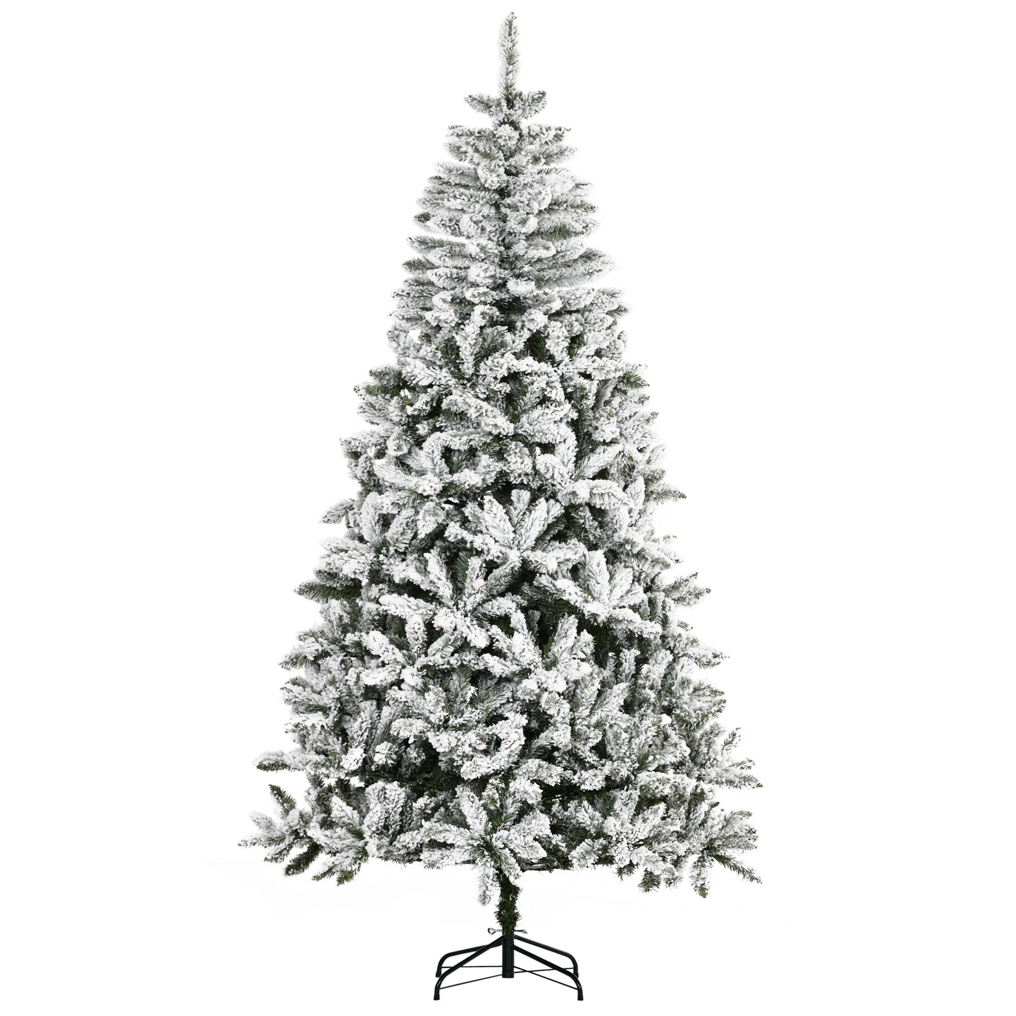 Snow Flocked 7.5ft/9ft Unlit Artificial Pine Christmas Tree with Lifelike Branches, Perfect for Holiday Ambiance