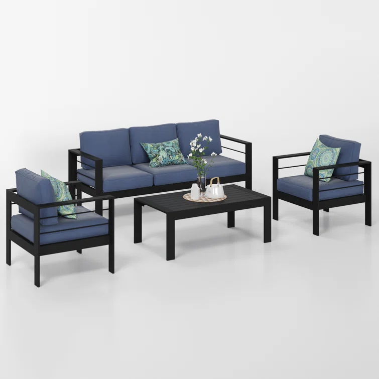 Brandtley 5-Person Metal Outdoor Seating Group With Cushions