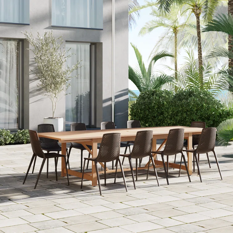 Anautica Rectangular 10 - Person 118'' Outdoor Furniture Dining Set