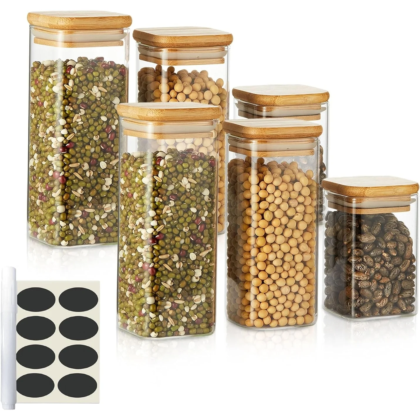 Berkware Mini Glass Jar Set with Bamboo Lids