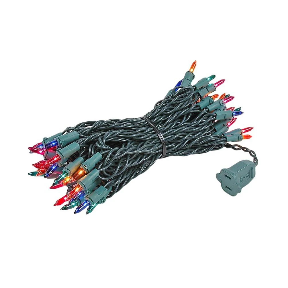 35 Light Multicolor Christmas Craft Mini Light Set, Green Wire, 17' Long