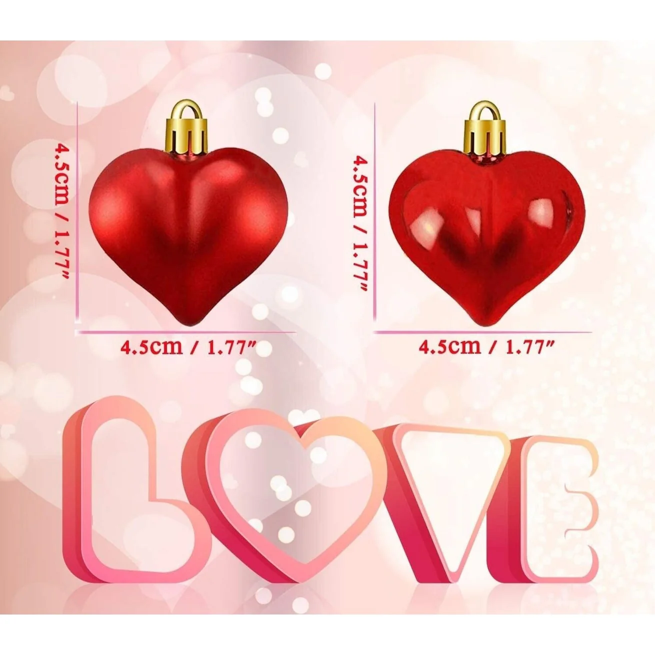24 Christmas Heart Shape Ornaments