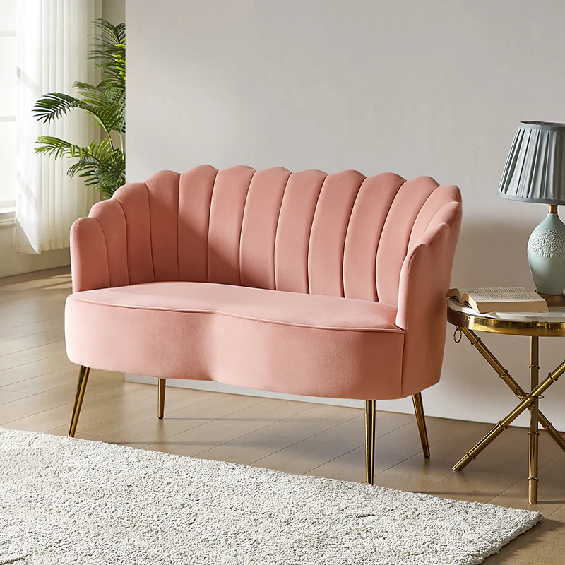 Ariel Scalloped Velvet Loveseat