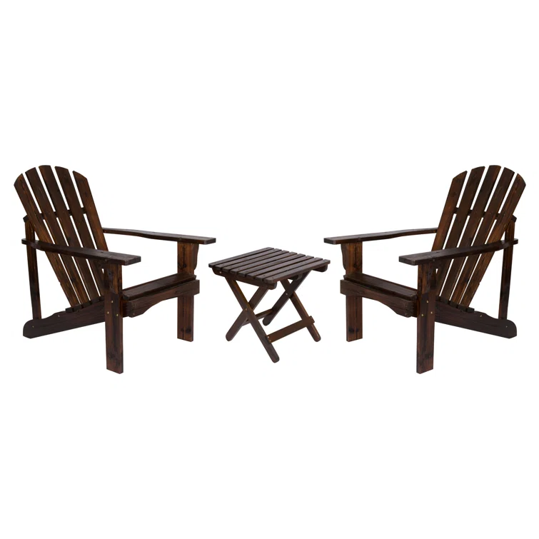 Brently Solid Wood Adirondack Chair with Table