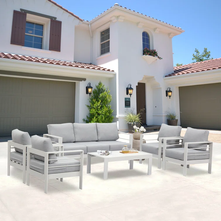 6-Piece Aluminum Patio Conversation Set With Cushions