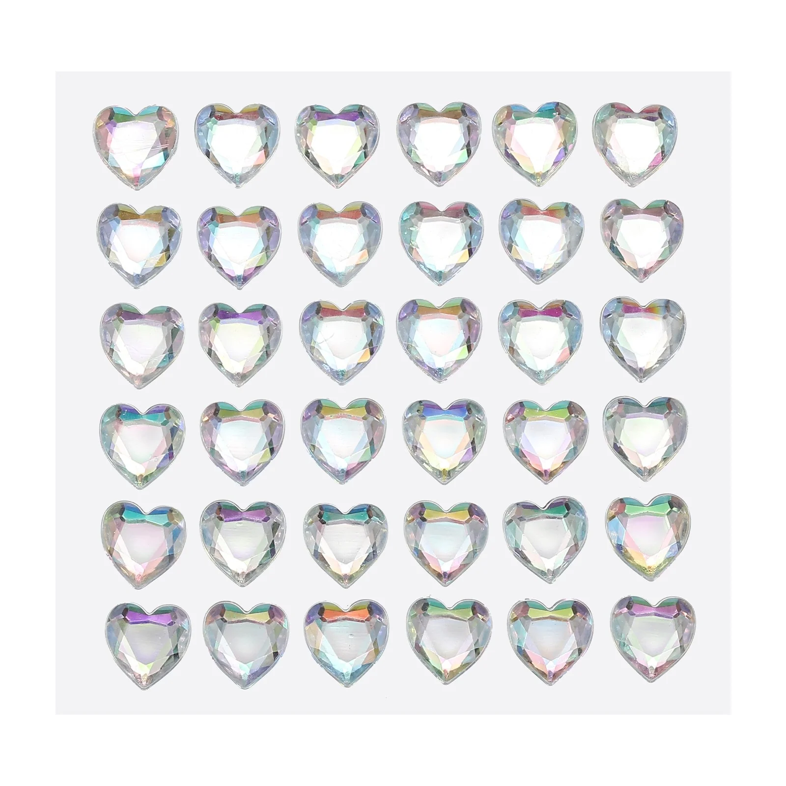 144 Pcs Heart Rhinestone 10mm Self Adhesive Gems Stickers White